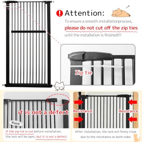 55.12" Extra Tall Pet Gate for Cat Dog 30.12" (55.12" H-black / 30.12"-38.38" W)