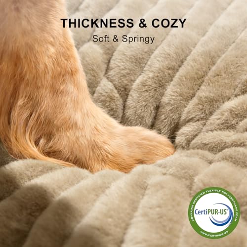 Dog Bed for Small Medium Dog (Beige / M (25"x21"x7"))