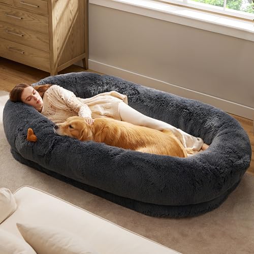 Human Dog Bed for Adult (71"L x 44"W x 12"Th / Dark Grey)