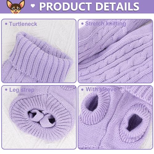 2 Pack Dog Sweaters for Small Dogs (X-Small / Purple-Beige)