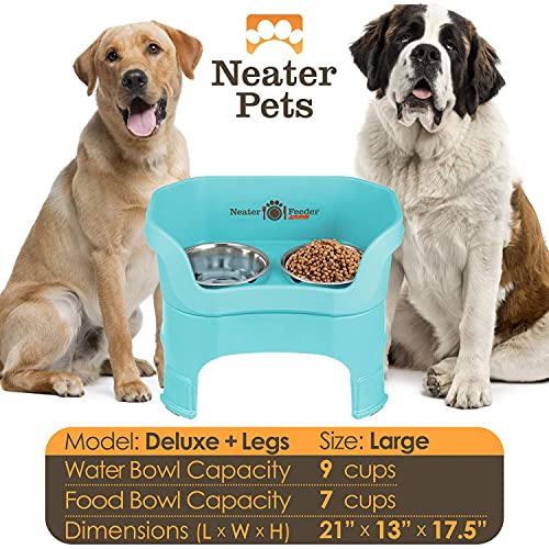 Neater Feeder Deluxe Mess (Large + Standard Bowl / Aquamarine)