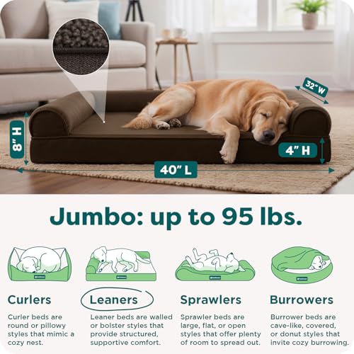 Orthopedic Dog Bed for Large Dogs w (Jumbo / Espresso)