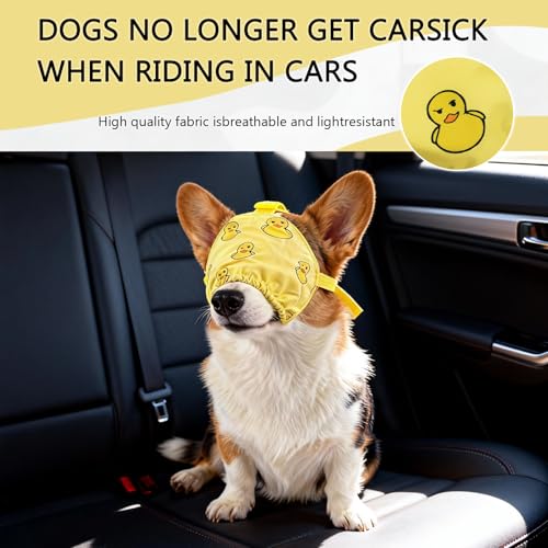 Dog Calming Cap Eye Mask Ducks Nylon Shading Pet Anxiety Mask Muzzle for Grooming Anti Car Sickness (Yellow Duck / S)