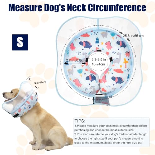 Inflatable Dog Cone Collar for Large Medium Small Dogs (Dinosaur / Small)