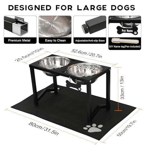 Elevated Dog Bowls (Black-85oz x 2 / Height: 13")