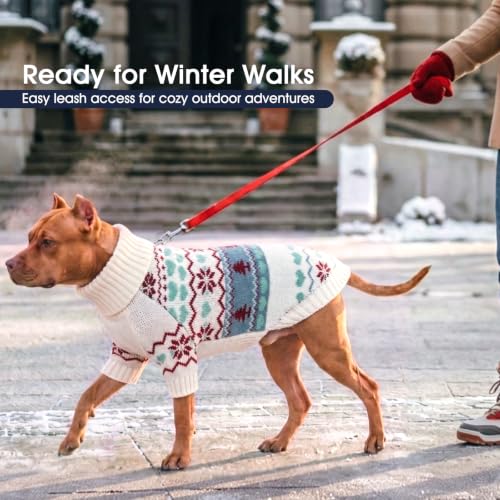 Small Dog Christmas Sweater (Nordic Hearts-Ivory / Medium)