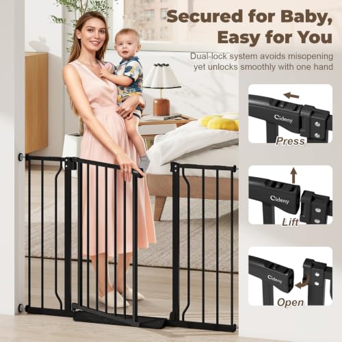 29" 45" Baby Gate for Stairs & Doorways (Black / 29-45"Wide, 30"Tall)