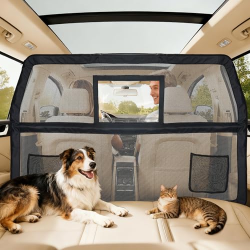50" Pet Dog Car Barrier with Removable Visual Window (Medium 52"*32")