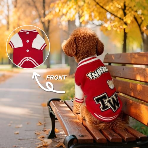 Dog Varsity Sweaters (Red / Large(8-12lbs))
