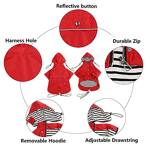 Dog Zip Up Raincoat with Reflective (Large / Red)