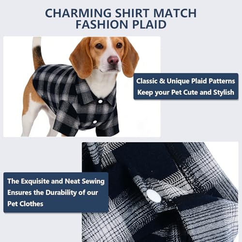 Dog Shirt Pet Plaid Clothes Shirt T (L-(9-17lb)-Chest~17.7" / Blue)