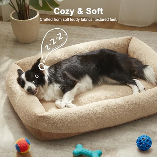 Dog Bed Large Sized Dogs (Beige / L(36''x27''x8''))