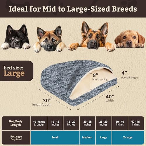 Rectangle Cozy Cave Dog Bed (Palmer Indigo / Large)