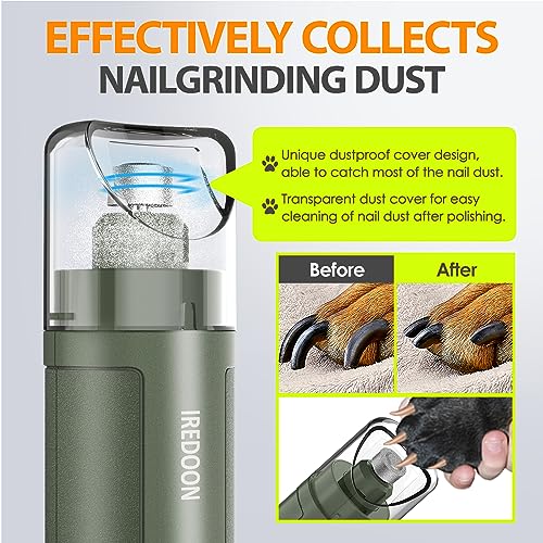 Dog Nail Grinder with 4 LED Lights (Matte Green)