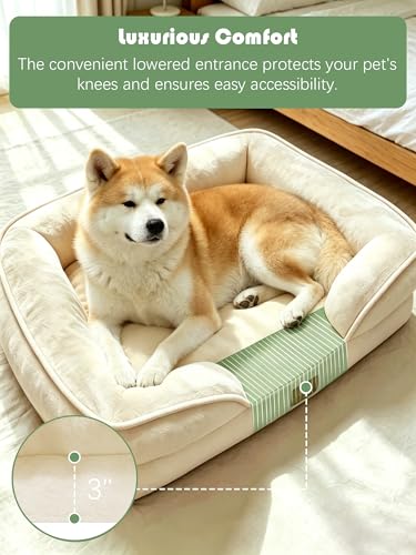 Orthopedic Dog Bed with Sides (48.0"L x 35.0"W x 8.0"Th / Ivory)