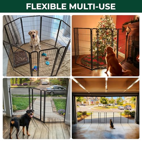 Dog Gate Extra Wide Adjustable for Openings Up to 83" (Black / Up to 83" W【2 Panels + 1 Door】 / 45"H)