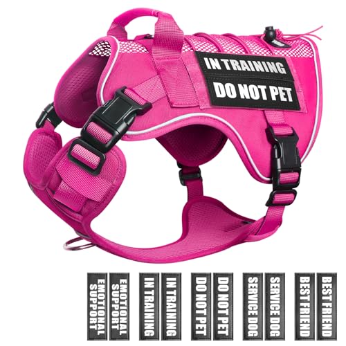 Service Dog in Training Mesh Harness with 10 Removale Pet Patches (Small / Pink)