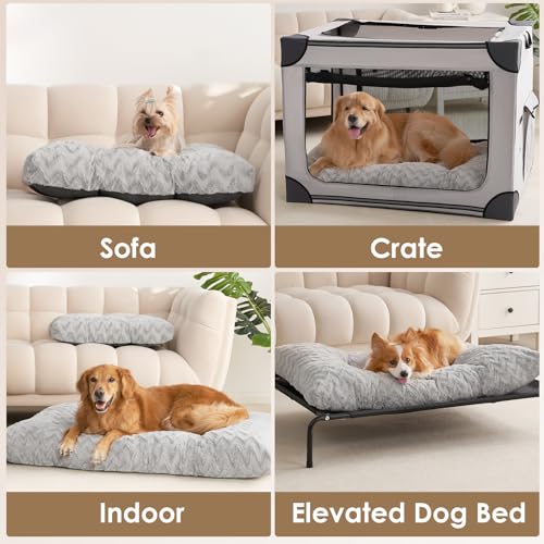 Washable Large Dog Bed for Crate (Grey / 36" x 27" x 3.5")