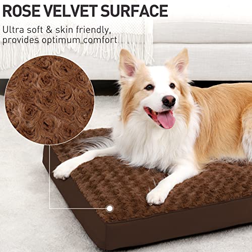 Washable Dog Bed for Crate Waterproof for Medium Dogs (Brown / 35.0"L x 22.0"W x 3.0"Th)