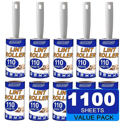 Lint Roller for Pet Hair (5 Handles + 10 Refills（1100 Sheets）)