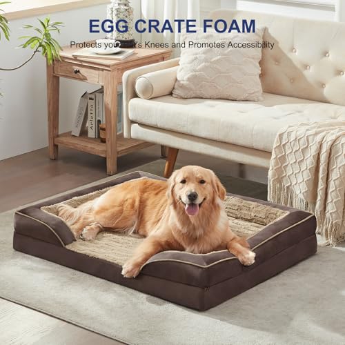 Orthopedic Supportive Extra Large Dog Bed (48.0''l x 35.0''w x 6.5''th / Khaki)