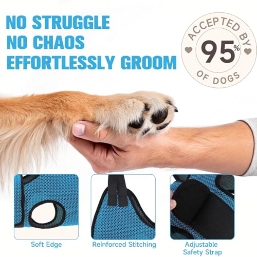Dog Grooming Hammock Harness for Dog Cat with Pet Nail Clipper Trimmer (S / Dark Blue)