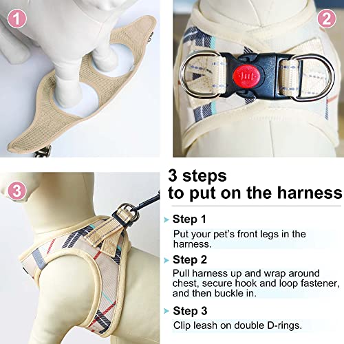 Dog Harness Step (Beige / Small (Chest 11.5''-14'', Weight 8-11 lb))
