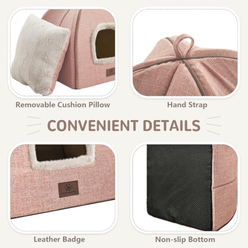 Cat Beds for Indoor Cats (Light Pink / L(17.5 x 17.5 x 17.5 Inch))
