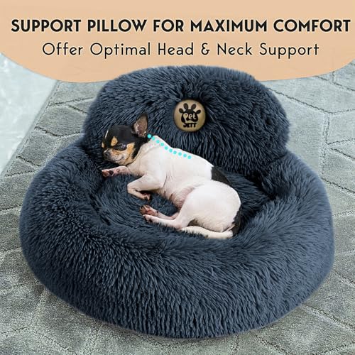 PetJett Small Dog Bed (Dark Gray / Small - 23”L x 23”W x 8”Th)