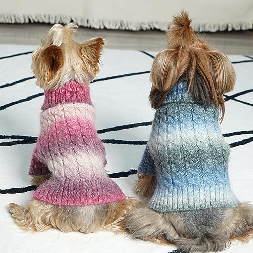 Color Block Dog Sweater for Small Medium Dog Turtleneck Thermal Knit (X-Large (30-42lbs) / 05# Purple)