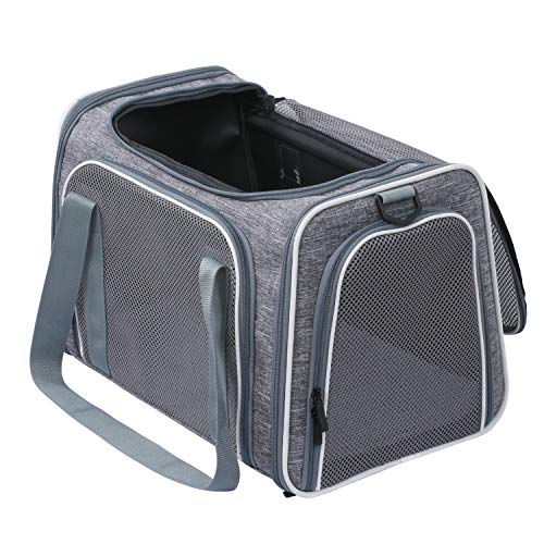 Cat Carrier Portable Foldable Dog Pet Carrier (17.5"L x 11.0"W x 11.0"H / Light Grey)