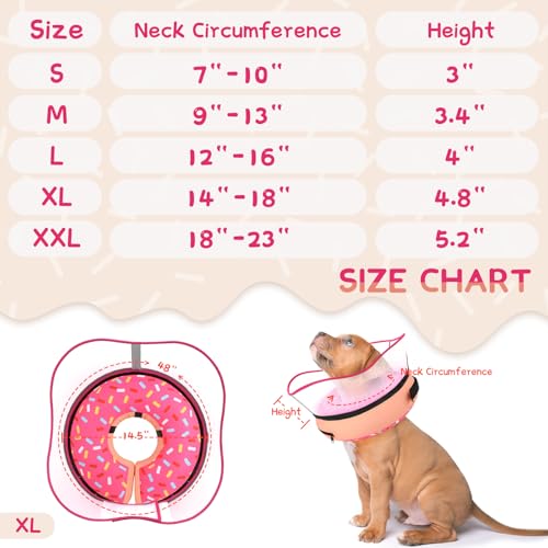 Raised Inflatable Dog Cone Collar to Stop Licking (Donut Pink / XL(Neck 14"-18"))