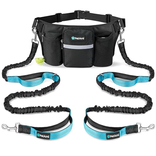 Premium Hands Free Dog Leash for 2 Dogs (Black / 2 Leashes)