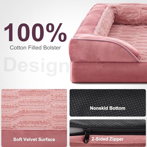Orthopedic Supportive Extra Large Dog Bed (48.0''l x 35.0''w x 6.5''th / Pink)