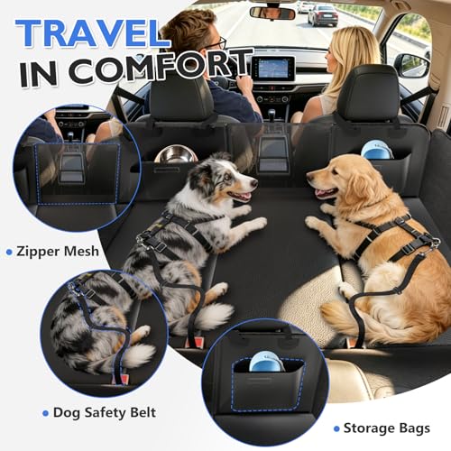 Hard Bottom Dog Truck Seat Cover Back Seat (XL - For Full Size Truck / Full Size SUV / Deep Black)
