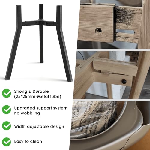 Elevated Dog Bowl Stand for Large Dogs (Height: 16.9", Width: 8.3-12.6" / Black, 16.9H-Square)