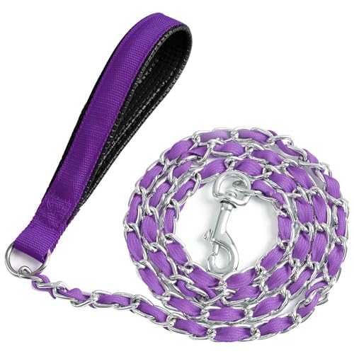 Metal Chain Dog Leash Chew Proof for Dogs (Purple / 6FT 3.0mm (Medium dogs))