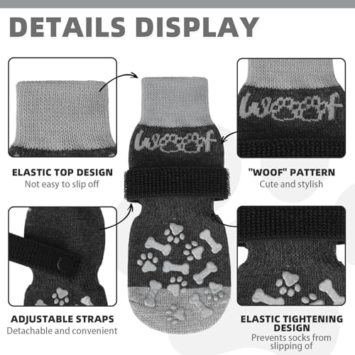 Dog Socks Shoes for Hot Pavement to Prevent Licking Paws (grey / X-Large (4 Pack))