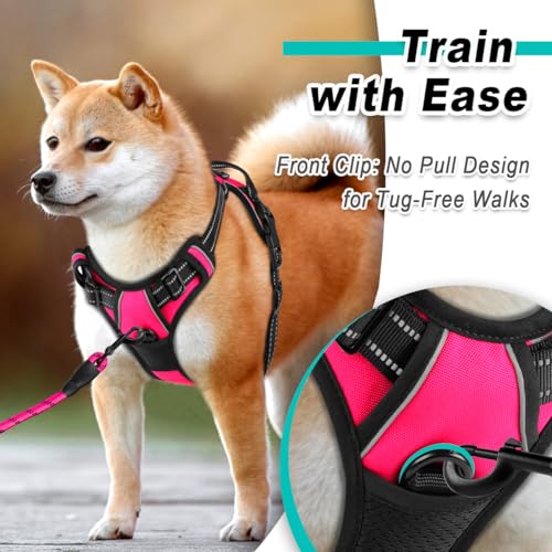 Dog Harness for Large Dog No Pull 2 Clips 3 Buckles Dog Vest (Large / New Pink)