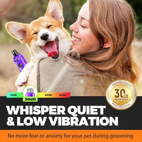 Whisper Quiet Dog Nail Grinder Safe & Stress (Purple)