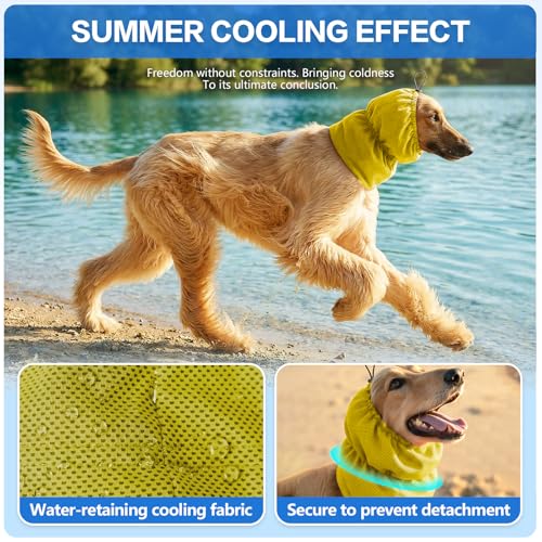Breathable Dog Cooling Head & Neck Wrap (Yellow / Large)
