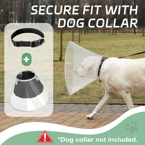 Dog Cone Collar with Soft Liner to Stop Licking (Light Black / XL(Depth: 11.0, Girth: 16-19.5))