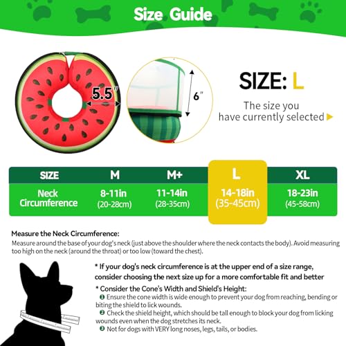 Upgraded Inflatable Dog Cone Collar to Stop Licking (L (Neck: 14-18") / Watermelon)