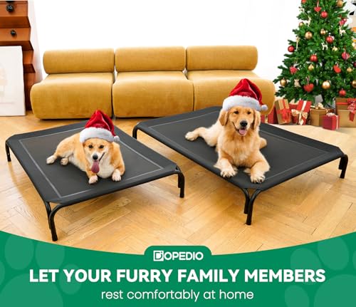 Elevated Dog Bed Outdoor Cooling Raised Cot for XL Dogs (XL-48.8"L×35.8"W×7.9"Th / Black)