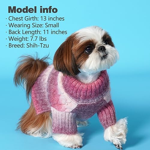 Color Block Dog Sweater for Small Medium Dog Turtleneck Thermal Knit (X-Large (30-42lbs) / 05# Purple)