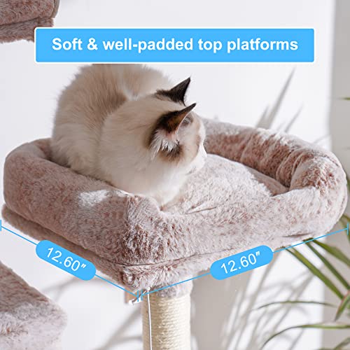 Cat Tree Tower with Sisal Scratching Posts (53.7 Inches / Muchroom)