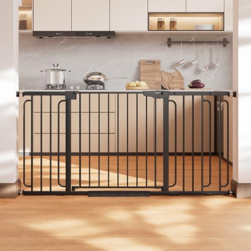 36.6 64 in Extra Wide Baby Gate for Stairs (Black / 36.6-64"W x 30.5"H)