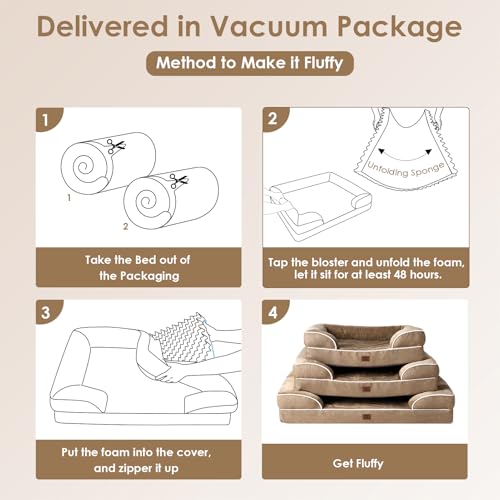 Orthopedic Dog Beds for Extra Large Dogs (Camel / 44.0"l X 32.0"w X 6.5"th)