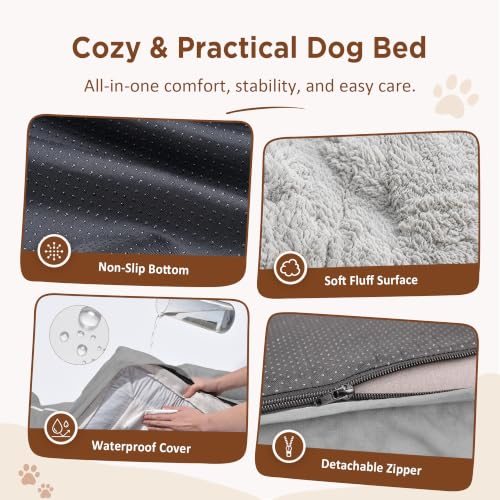 Waterproof Orthopedic Dog Bed for Extra Large Dogs (42.0"L x 30.0"W x 8.5"Th / Grey White)