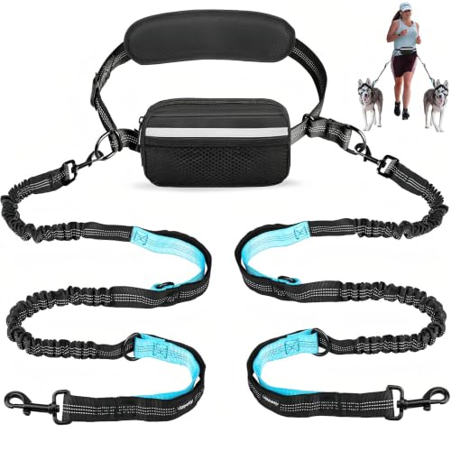 Hands Free Dog Running Leash with Adjustable Waist Belt (Medium)